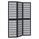 vidaXL Room Divider 3 Panels Black Solid Wood Paulownia