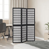 vidaXL Room Divider 3 Panels Black Solid Wood Paulownia