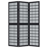 vidaXL Room Divider 3 Panels Black Solid Wood Paulownia