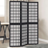 vidaXL Room Divider 3 Panels Black Solid Wood Paulownia