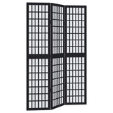 vidaXL Room Divider 3 Panels Black Solid Wood Paulownia