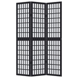 vidaXL Room Divider 3 Panels Black Solid Wood Paulownia