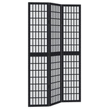 vidaXL Room Divider 3 Panels Black Solid Wood Paulownia