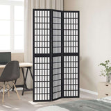 vidaXL Room Divider 3 Panels Black Solid Wood Paulownia