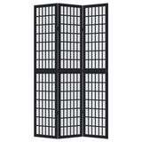 vidaXL Room Divider 3 Panels Black Solid Wood Paulownia