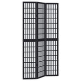 vidaXL Room Divider 3 Panels Black Solid Wood Paulownia