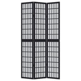 vidaXL Room Divider 3 Panels Black Solid Wood Paulownia