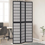 vidaXL Room Divider 3 Panels Black Solid Wood Paulownia