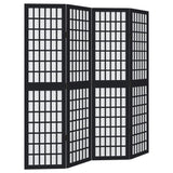 vidaXL Room Divider 4 Panels Black Solid Wood Paulownia