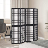 vidaXL Room Divider 4 Panels Black Solid Wood Paulownia