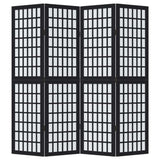 vidaXL Room Divider 4 Panels Black Solid Wood Paulownia