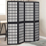 vidaXL Room Divider 4 Panels Black Solid Wood Paulownia