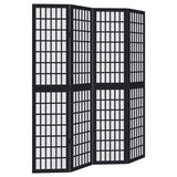 vidaXL Room Divider 4 Panels Black Solid Wood Paulownia