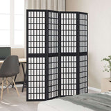 vidaXL Room Divider 4 Panels Black Solid Wood Paulownia