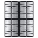 vidaXL Room Divider 4 Panels Black Solid Wood Paulownia