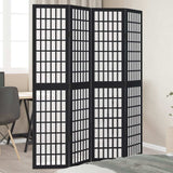 vidaXL Room Divider 4 Panels Black Solid Wood Paulownia