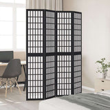 vidaXL Room Divider 4 Panels Black Solid Wood Paulownia