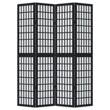 vidaXL Room Divider 4 Panels Black Solid Wood Paulownia