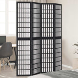 vidaXL Room Divider 4 Panels Black Solid Wood Paulownia