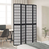 vidaXL Room Divider 4 Panels Black Solid Wood Paulownia