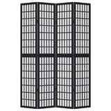 vidaXL Room Divider 4 Panels Black Solid Wood Paulownia