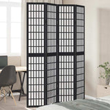 vidaXL Room Divider 4 Panels Black Solid Wood Paulownia