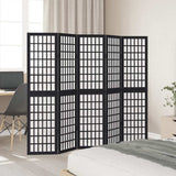 vidaXL Room Divider 5 Panels Black Solid Wood Paulownia