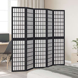 vidaXL Room Divider 5 Panels Black Solid Wood Paulownia