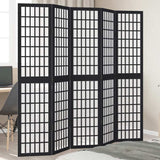 vidaXL Room Divider 5 Panels Black Solid Wood Paulownia