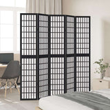 vidaXL Room Divider 5 Panels Black Solid Wood Paulownia