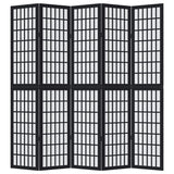 vidaXL Room Divider 5 Panels Black Solid Wood Paulownia