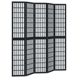 vidaXL Room Divider 5 Panels Black Solid Wood Paulownia