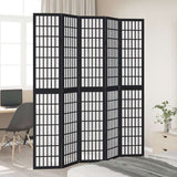 vidaXL Room Divider 5 Panels Black Solid Wood Paulownia