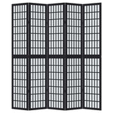 vidaXL Room Divider 5 Panels Black Solid Wood Paulownia