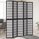 vidaXL Room Divider 5 Panels Black Solid Wood Paulownia