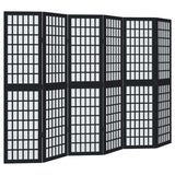 vidaXL Room Divider 6 Panels Black Solid Wood Paulownia