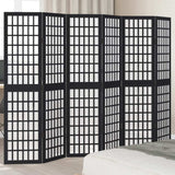 vidaXL Room Divider 6 Panels Black Solid Wood Paulownia