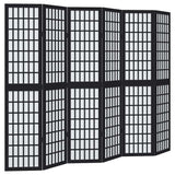 vidaXL Room Divider 6 Panels Black Solid Wood Paulownia