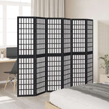 vidaXL Room Divider 6 Panels Black Solid Wood Paulownia