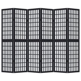 vidaXL Room Divider 6 Panels Black Solid Wood Paulownia