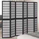 vidaXL Room Divider 6 Panels Black Solid Wood Paulownia