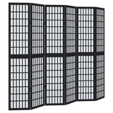 vidaXL Room Divider 6 Panels Black Solid Wood Paulownia