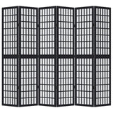 vidaXL Room Divider 6 Panels Black Solid Wood Paulownia