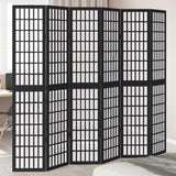 vidaXL Room Divider 6 Panels Black Solid Wood Paulownia