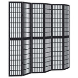 vidaXL Room Divider 6 Panels Black Solid Wood Paulownia