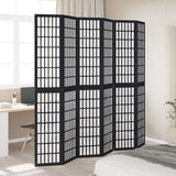 vidaXL Room Divider 6 Panels Black Solid Wood Paulownia