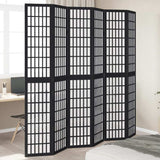 vidaXL Room Divider 6 Panels Black Solid Wood Paulownia