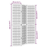 vidaXL Room Divider 3 Panels White Solid Wood Paulownia