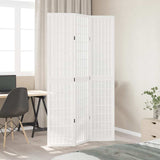 vidaXL Room Divider 3 Panels White Solid Wood Paulownia