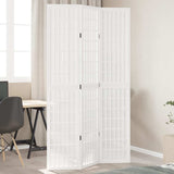 vidaXL Room Divider 3 Panels White Solid Wood Paulownia